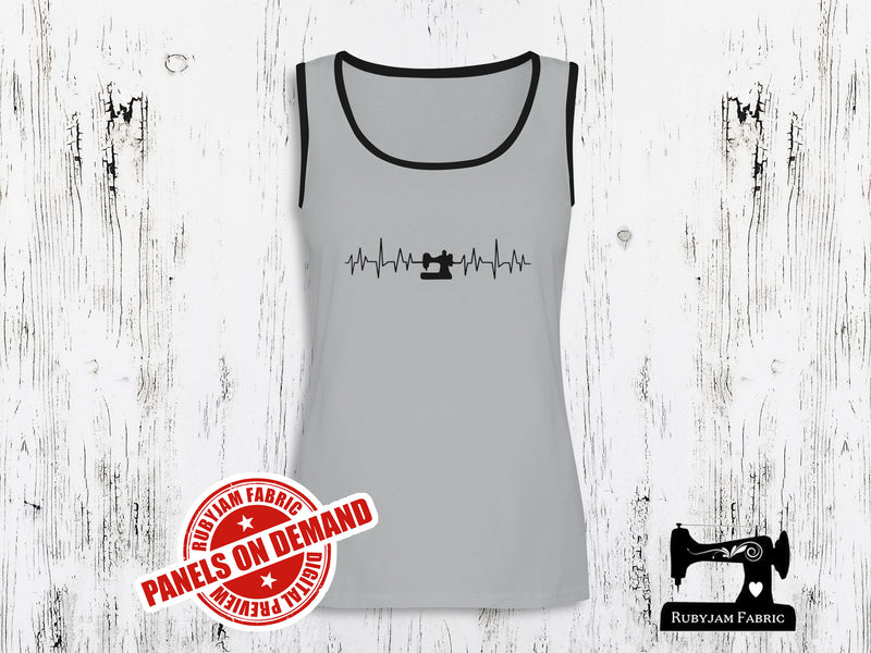 Sewing Machine Heartbeat - HEATHER GREY - Panels On Demand