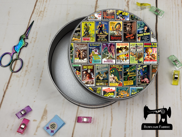 Vintage Movie Posters - Sewing Storage Tin (Round) - Bespoke