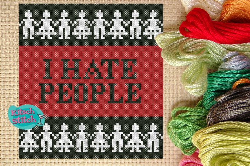 I Hate People - Cross Stitch Pattern - Kitsch Stitch Studio