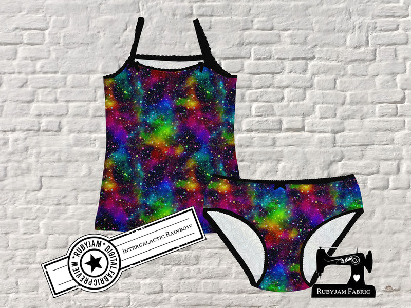 Intergalactic Rainbow - cotton lycra - 150cm wide