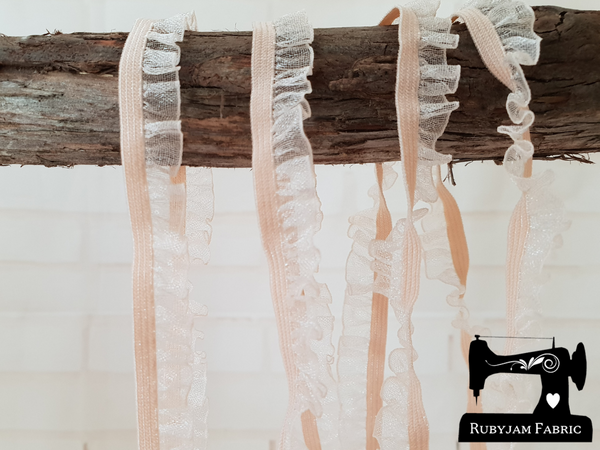 1M LATTE Decorative Elastic Ruffle Trim (Approx 10mm wide)