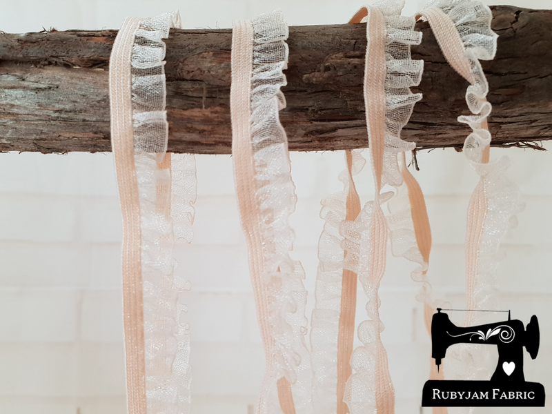 1M LATTE Decorative Elastic Ruffle Trim (Approx 10mm wide)