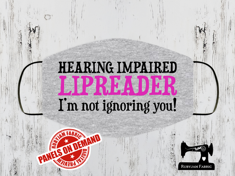 Hearing Impaired Pink Face Mask Panel - HEATHER GREY - Panels On Demand