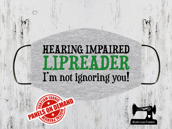 Hearing Impaired Green Face Mask Panel - HEATHER GREY - Panels On Demand