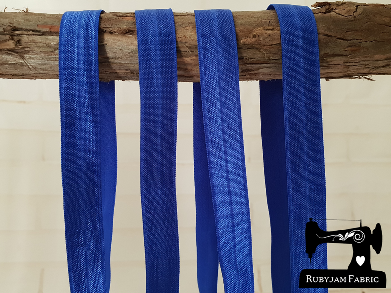 1M Mid Blue - Solid - 5/8" (16mm) - Fold Over Elastic (FOE)