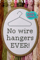 No Wire Hangers - Cross Stitch Pattern - Kitsch Stitch Studio