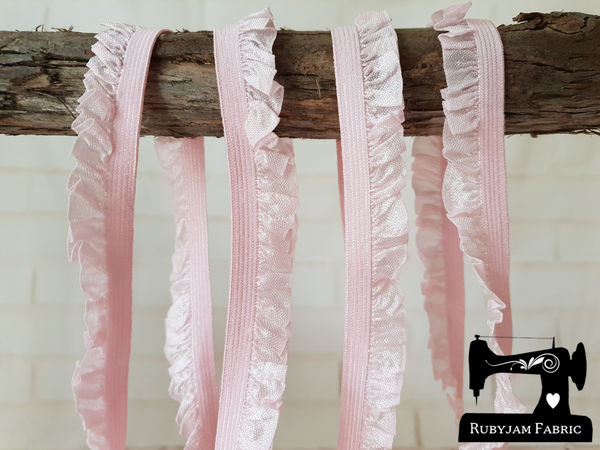 1M LIGHT PINK Decorative Elastic Ruffle Trim (Approx 15mm wide)