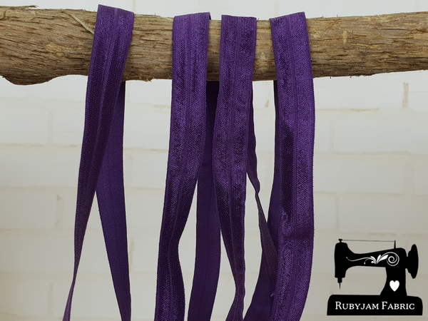 1M Plum - Solid - 5/8" (16mm) - Fold Over Elastic (FOE)