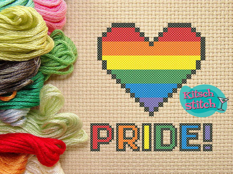 Pride Heart - Cross Stitch Pattern - Kitsch Stitch Studio