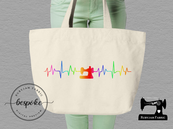 Sewing Heartbeat Rainbow - Tote Bag - Bespoke