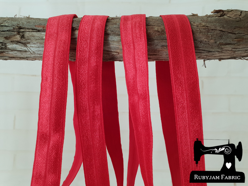 1M Red - Solid - 5/8" (16mm) - Fold Over Elastic (FOE)