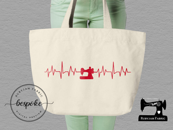 Sewing Heartbeat Red - Tote Bag - Bespoke