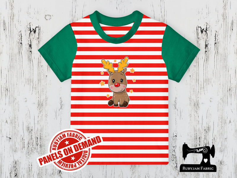 Christmas Reindeer 2 - RED WHITE YDS - Panels On Demand