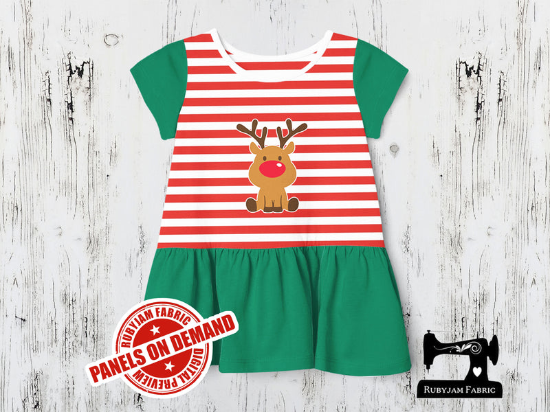 Christmas Reindeer 1 - RED WHITE YDS - Panels On Demand