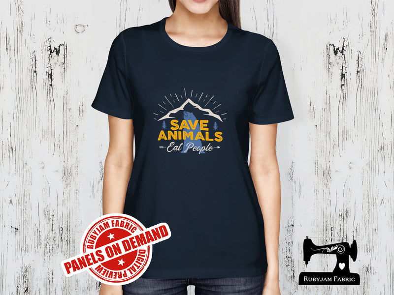 Save Animals, Eat People - NAVY BLUE - Panels On Demand