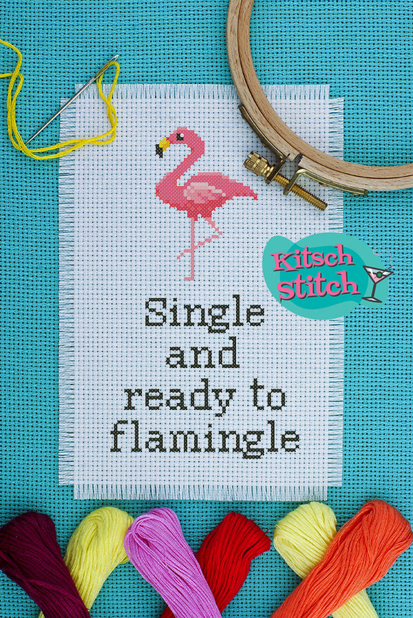 Single And Ready To Flamingle - Cross Stitch Pattern - Kitsch Stitch Studio