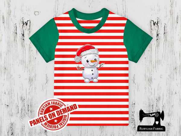 Christmas Snowman - RED WHITE YDS - Panels On Demand