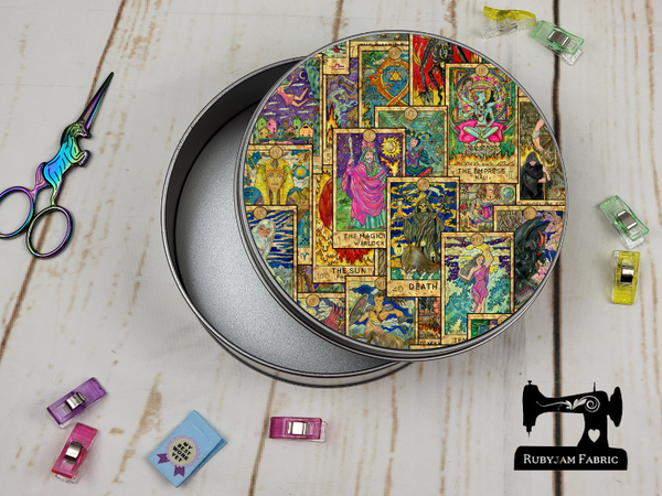 Tarot Cards - Sewing Storage Tin (Round) - Bespoke