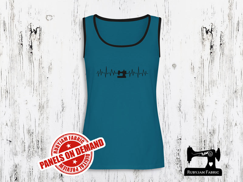 Sewing Machine Heartbeat - TEAL - Panels On Demand