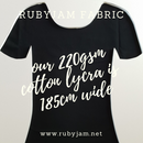 Black - solid cotton lycra - 185cm wide - 220gsm