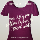 Purple - solid cotton lycra - 185cm wide - 220gsm