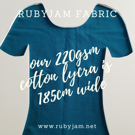 Teal Blue - solid cotton lycra - 185cm wide - 220gsm