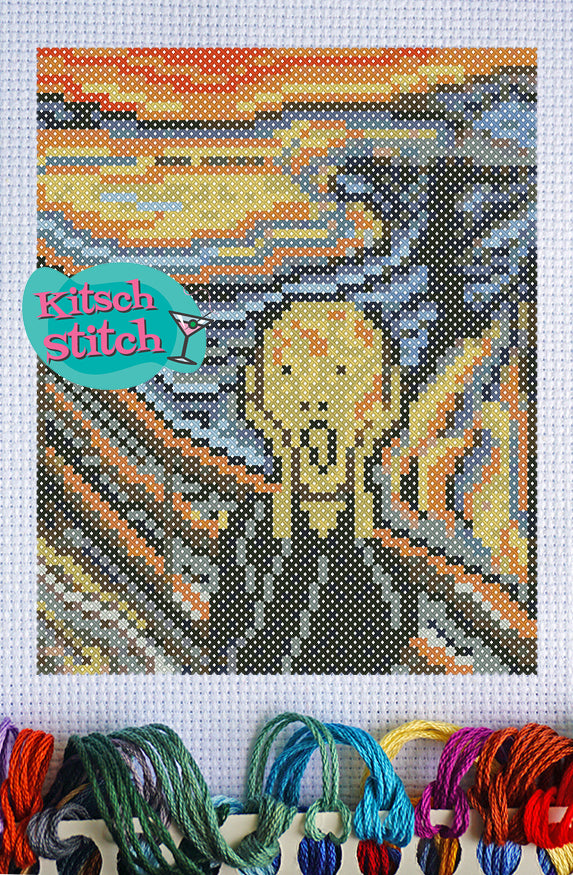The Scream - Cross Stitch Pattern - Kitsch Stitch Studio