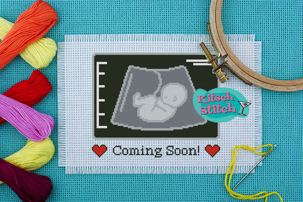 Coming Soon - Ultrasound - Cross Stitch Pattern - Kitsch Stitch Studio