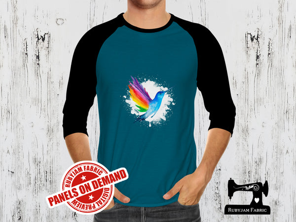 Watercolour Hummingbird - TEAL BLUE - Panels On Demand