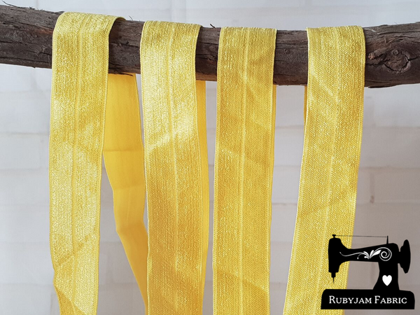 1M Yellow - Solid - 1" (25mm) - Fold Over Elastic (FOE)